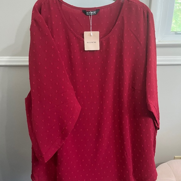 Bloomchic Red Textured Blouse - Picture 1 of 3